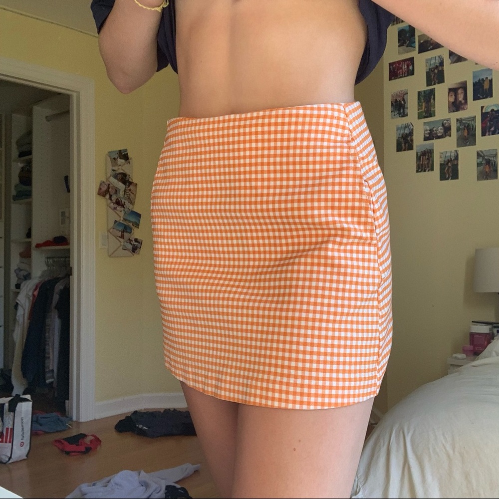 Urban Outfitters Orange Gingham Skirt